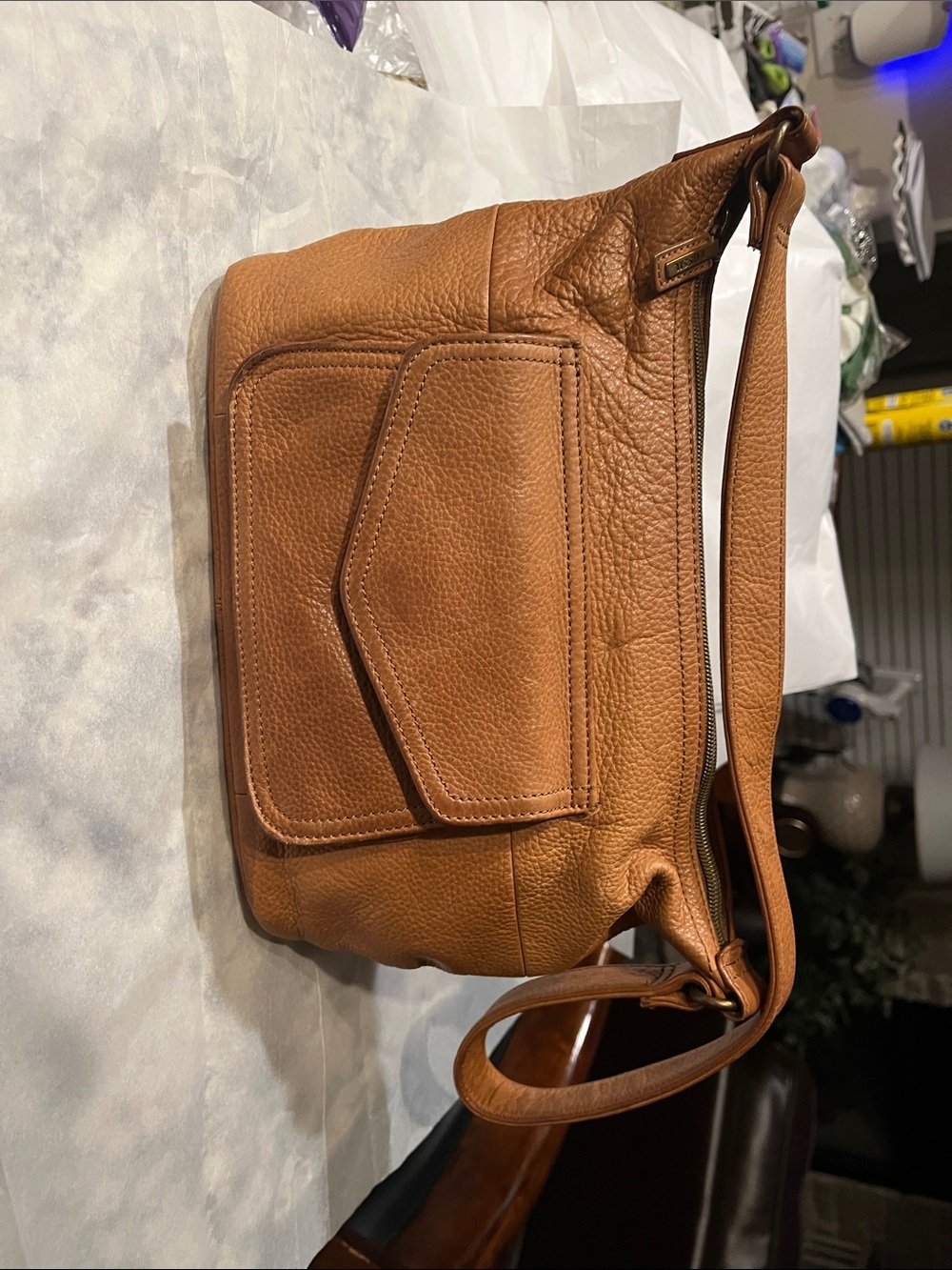 Fossil 75082 Vintage Brown Pebbled Leather shoulder bag. - Picture 3 of 8